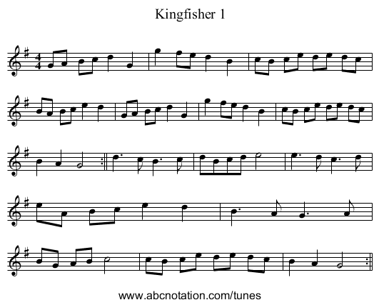 Kingfisher 1 - staff notation