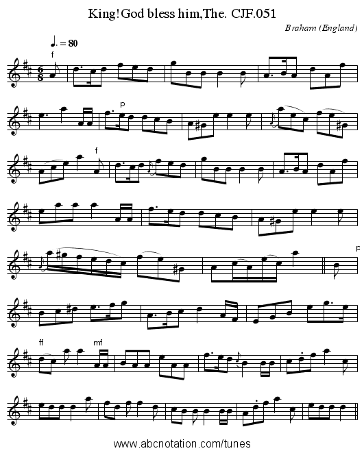 King!God bless him,The. CJF.051 - staff notation