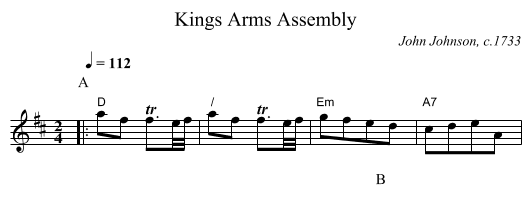 Kings Arms Assembly - staff notation