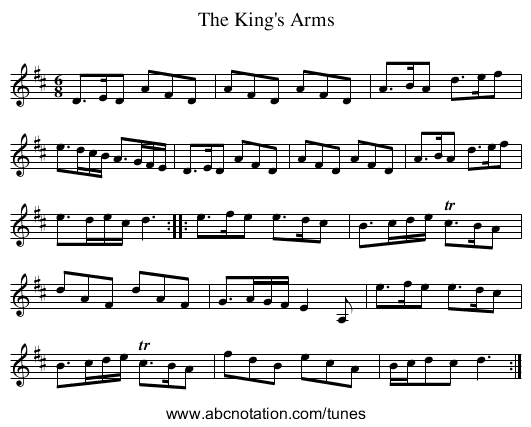 King's Arms, The - staff notation
