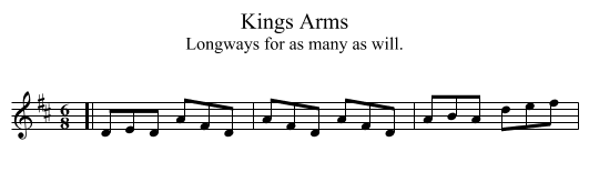 Kings Arms - staff notation