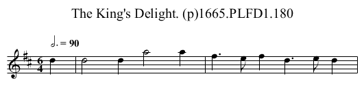 King's Delight. (p)1665.PLFD1.180, The - staff notation
