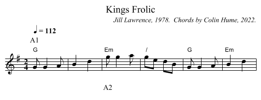Kings Frolic - staff notation