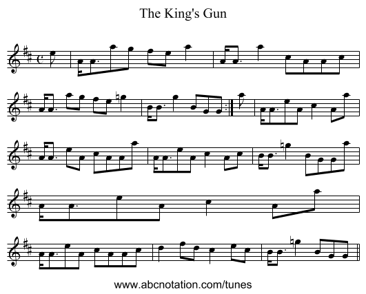 King's Gun, The - staff notation