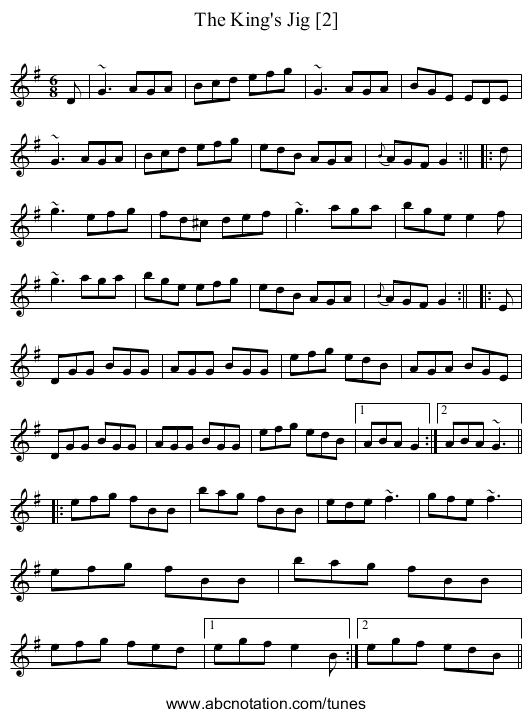King's Jig [2], The - staff notation