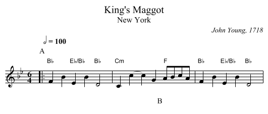 King's Maggot - staff notation