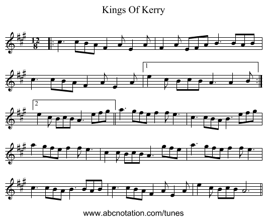 Kings Of Kerry - staff notation