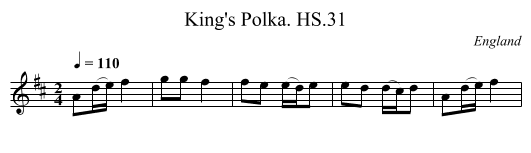 King's Polka. HS.31 - staff notation