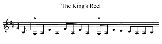 King's Reel, The - staff notation