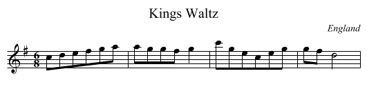 Kings Waltz - staff notation