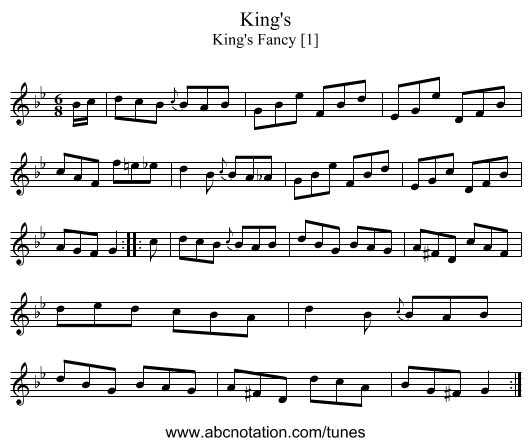 King's - staff notation