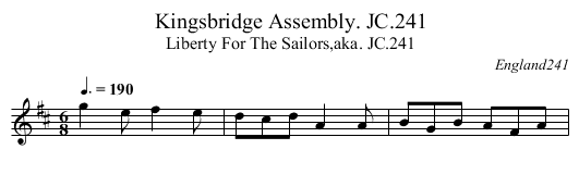 Kingsbridge Assembly. JC.241 - staff notation