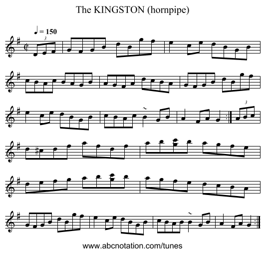 KINGSTON (hornpipe), The - staff notation