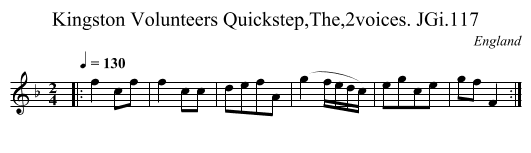 Kingston Volunteers Quickstep,The,2voices. JGi.117 - staff notation