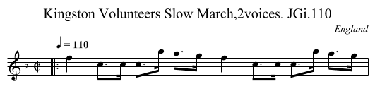 Kingston Volunteers Slow March,2voices. JGi.110 - staff notation