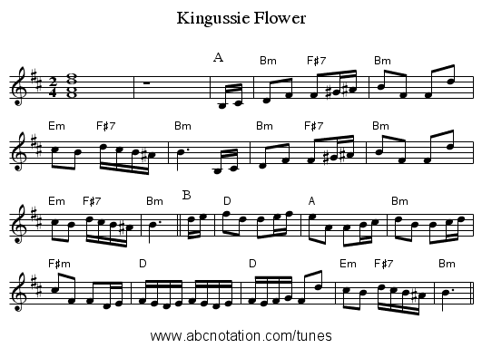 Kingussie Flower - staff notation