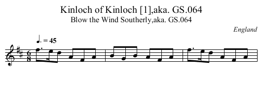 Kinloch of Kinloch [1],aka. GS.064 - staff notation