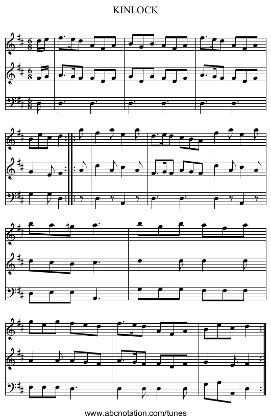 KINLOCK - staff notation