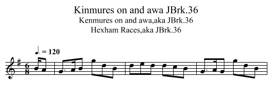 Kinmures on and awa JBrk.36 - staff notation