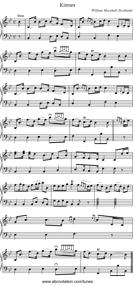 Kinrara - staff notation