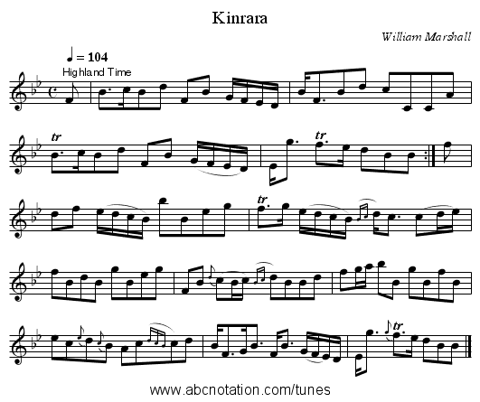 Kinrara - staff notation