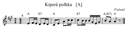 Kiper&auml; polkka   [A] - staff notation