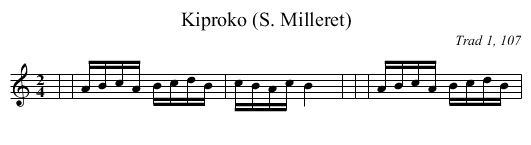Kiproko (S. Milleret) - staff notation