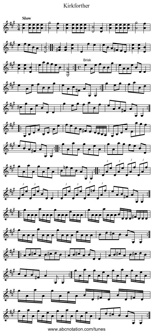 Kirkforther - staff notation