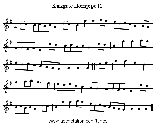 Kirkgate Hornpipe [1] - staff notation