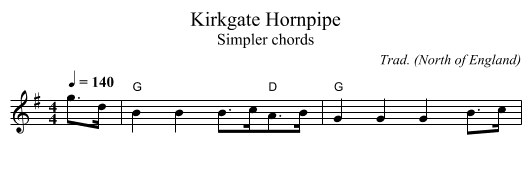 Kirkgate Hornpipe - staff notation