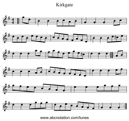 Kirkgate - staff notation