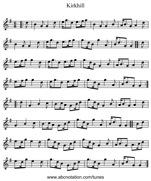 Kirkhill - staff notation