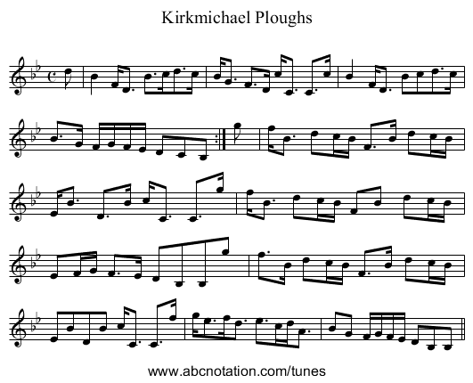 Kirkmichael Ploughs - staff notation