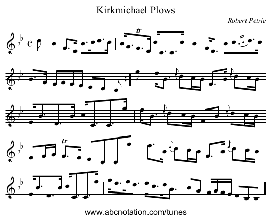 Kirkmichael Plows - staff notation