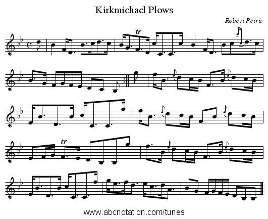 Kirkmichael Plows - staff notation