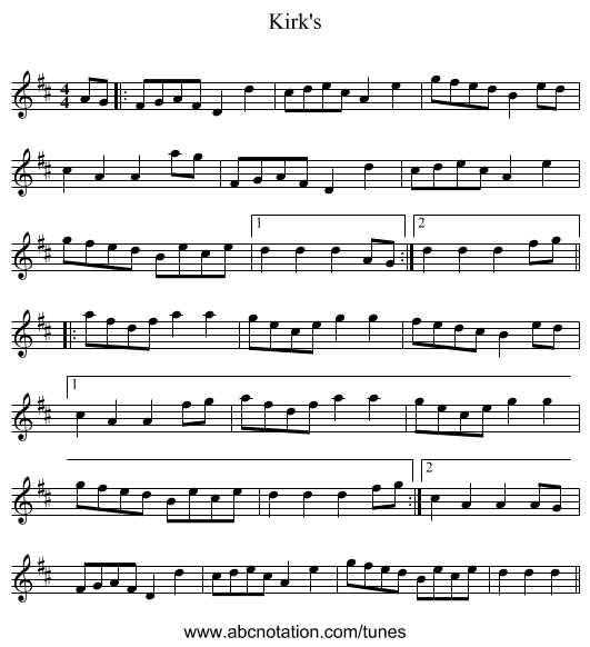 Kirk's - staff notation