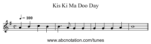 Kis Ki Ma Doo Day - staff notation