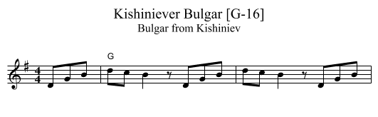 Kishiniever Bulgar [G-16] - staff notation