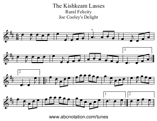 Kishkeam Lasses, The - staff notation