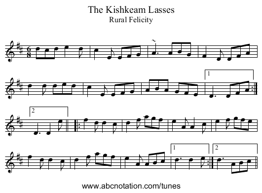 Kishkeam Lasses, The - staff notation