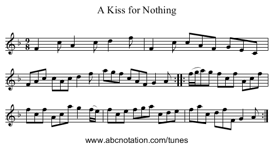 Kiss for Nothing, A - staff notation