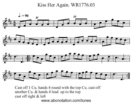 Kiss Her Again. WR1776.03 - staff notation