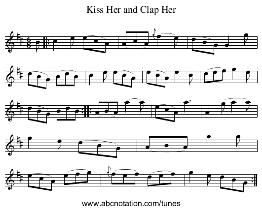 Kiss Her and Clap Her - staff notation