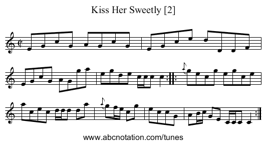 Kiss Her Sweetly [2] - staff notation