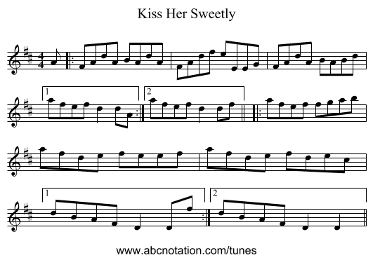 Kiss Her Sweetly - staff notation