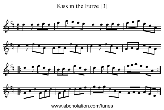 Kiss in the Furze [3] - staff notation