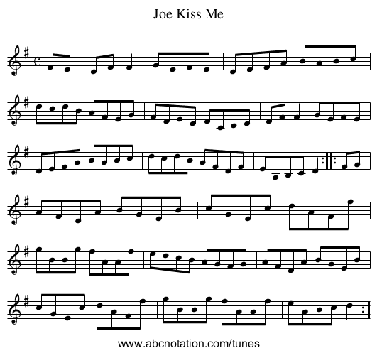 Kiss Me, Joe - staff notation