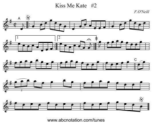 Kiss Me Kate #2 - staff notation