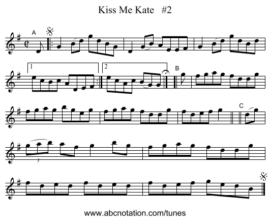 Kiss Me Kate   #2 - staff notation