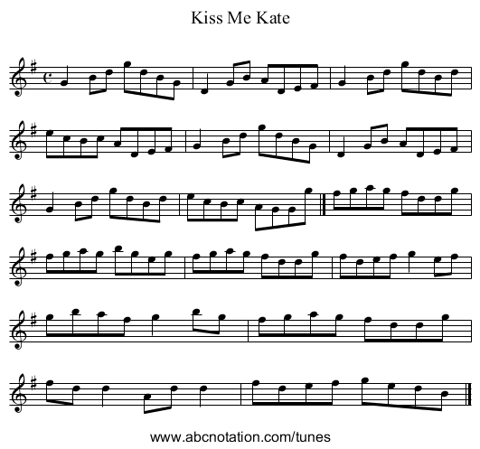 Kiss Me Kate - staff notation